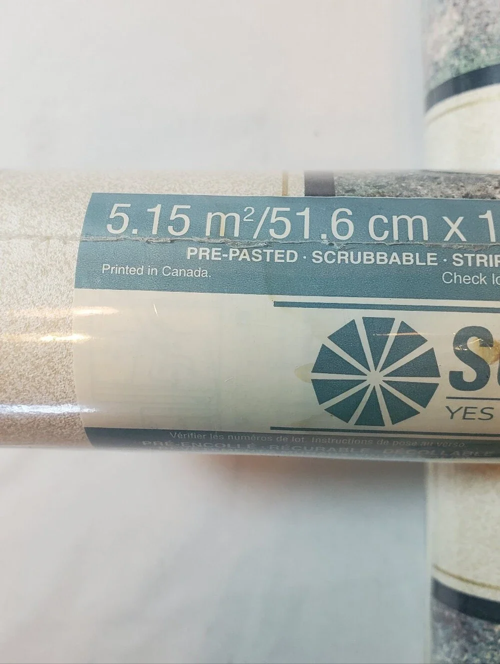 Sunworthy Vtg Striped Vinyl Wallpaper Double Roll 55.4 Sq Ft Ea, Lot Of 2 Rolls